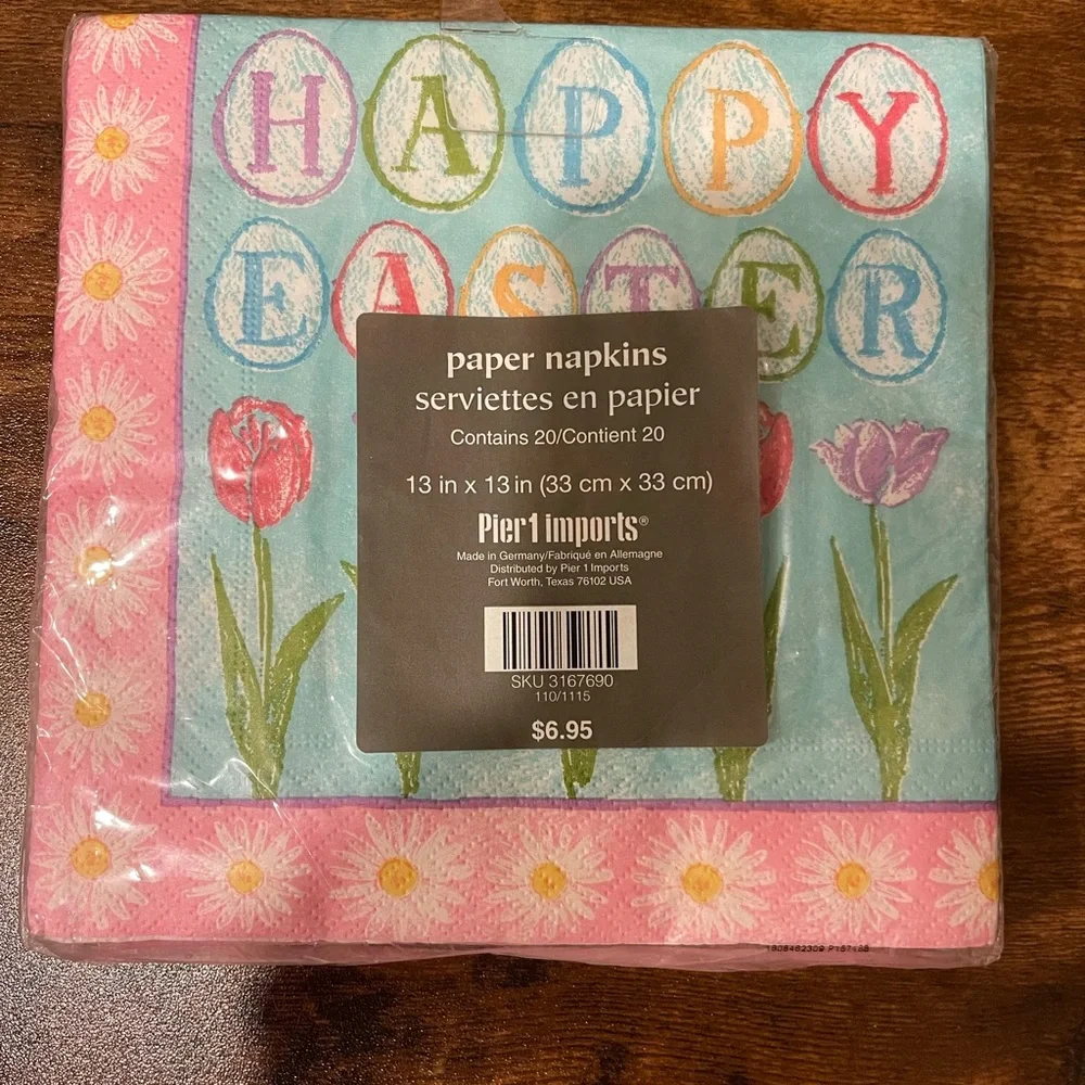 Pier 1 Happy Easter Napkins - Pink and Blue Floral Design